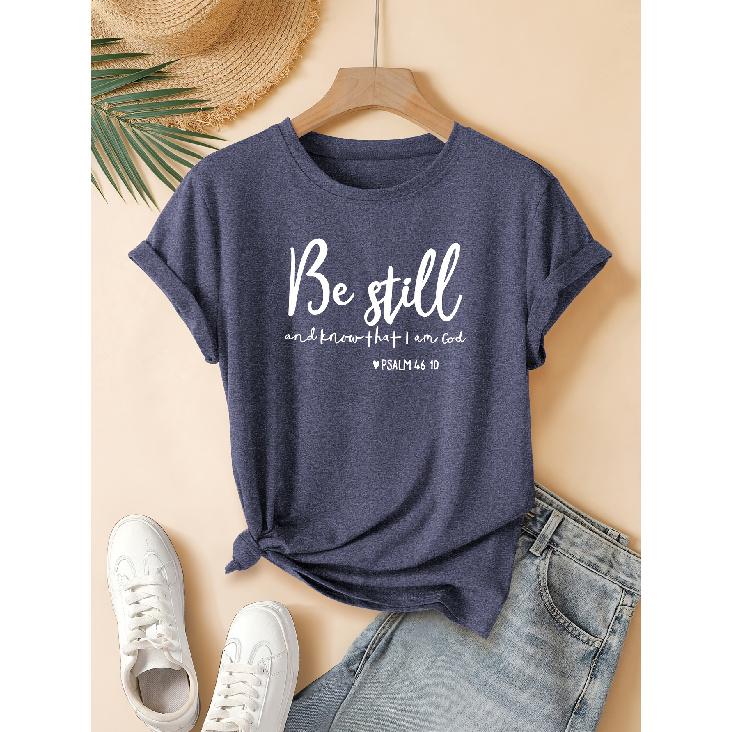 Slogan letter print fashion retro style women's summer casual sporty look,Round-neck short-sleeve top T Shirt