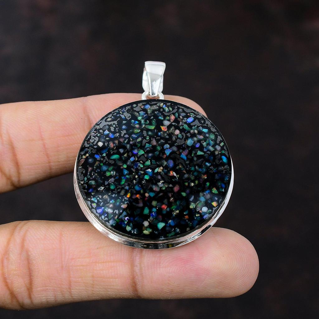 Black Ethiopian Opal Pendant Unique Design Jewelry 925 Sterling Silver Pendant Handmade Pendant Top Quality Gemstone Jewelry Gift For Friend