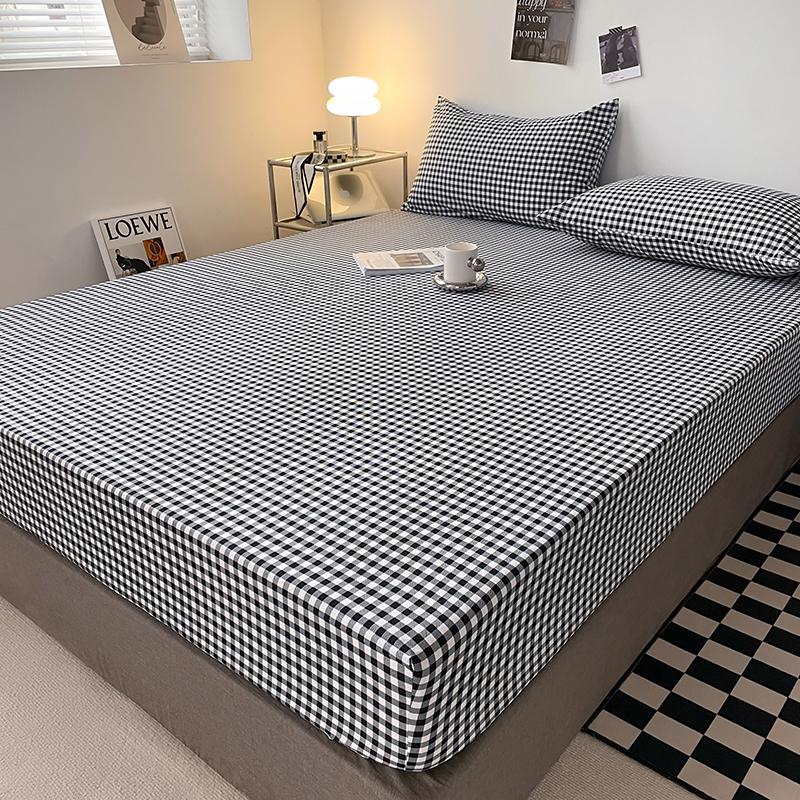 Хлопковая простыня однотонного цвета с эластичной лентой Нескользящий регулируемый наматрасник Мягкий удобный для двуспального размера King Queen Size