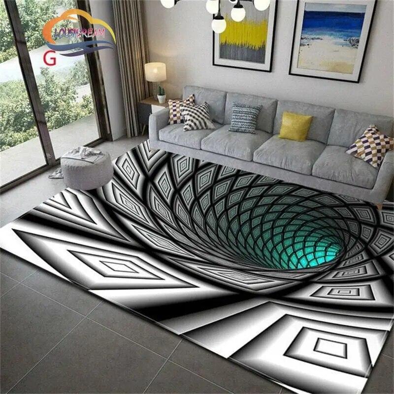 Geometry Carpet Living Room Sofa 3D Visual Vortex Bedroom Large Area Creative Floor Mat