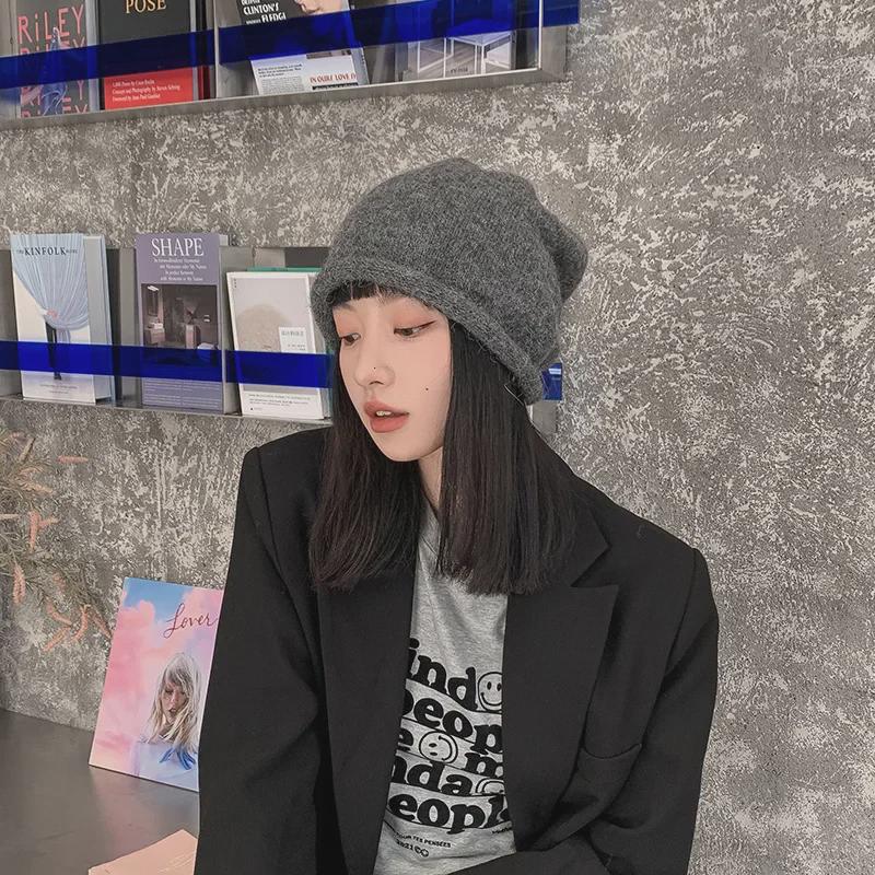 Japanese-Korean Style Warm Knitted Wool Hat for Autumn and Winter - Trendy, All-Match, Fits Large Head Circumference