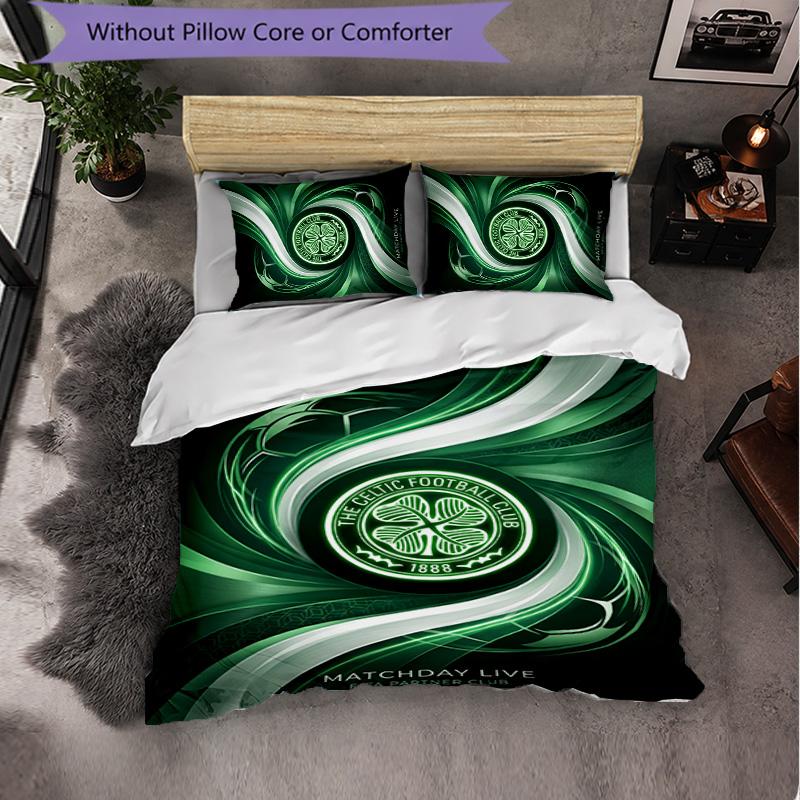 Celtic FC Themed Bedding 3Pcs Duvet Cover Set Decorative Bed Linen For Teen Room Home Decoration