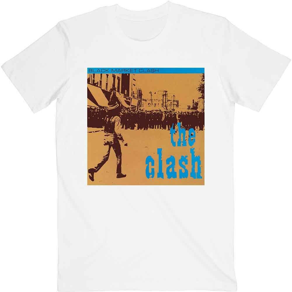 The Clash T Shirt Black Market Band Logo Official Mens White XXL