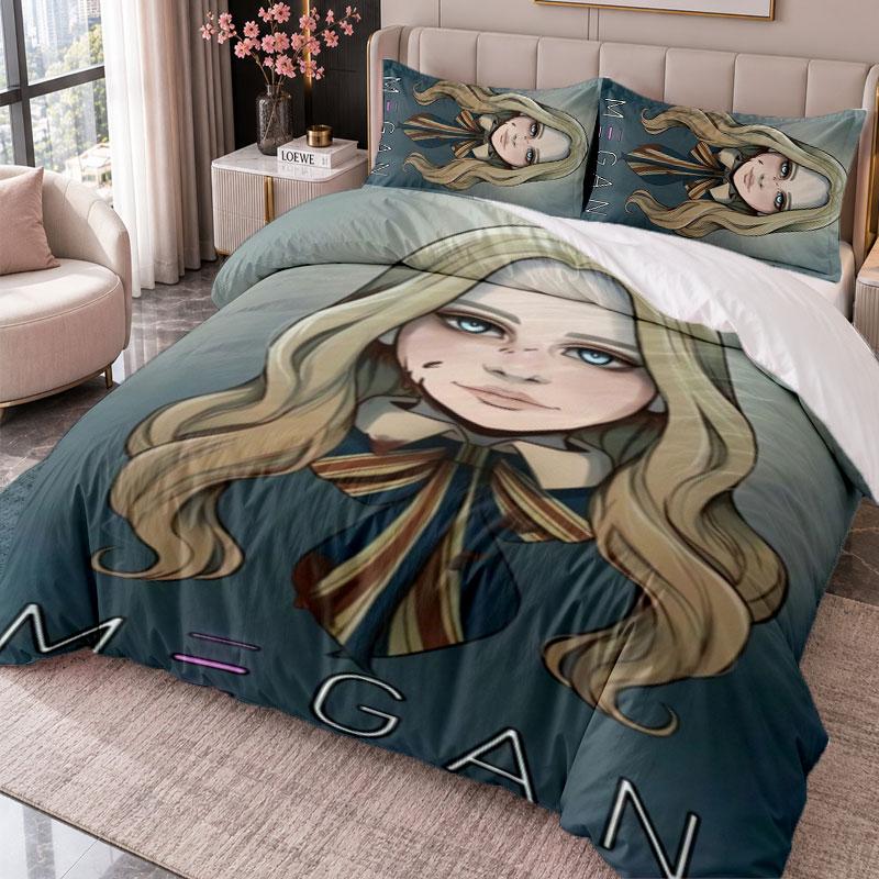 M3GAN 3Pcs Bedding Set Duvet Cover With Two Pillowcases For Bedroom Home Decoration