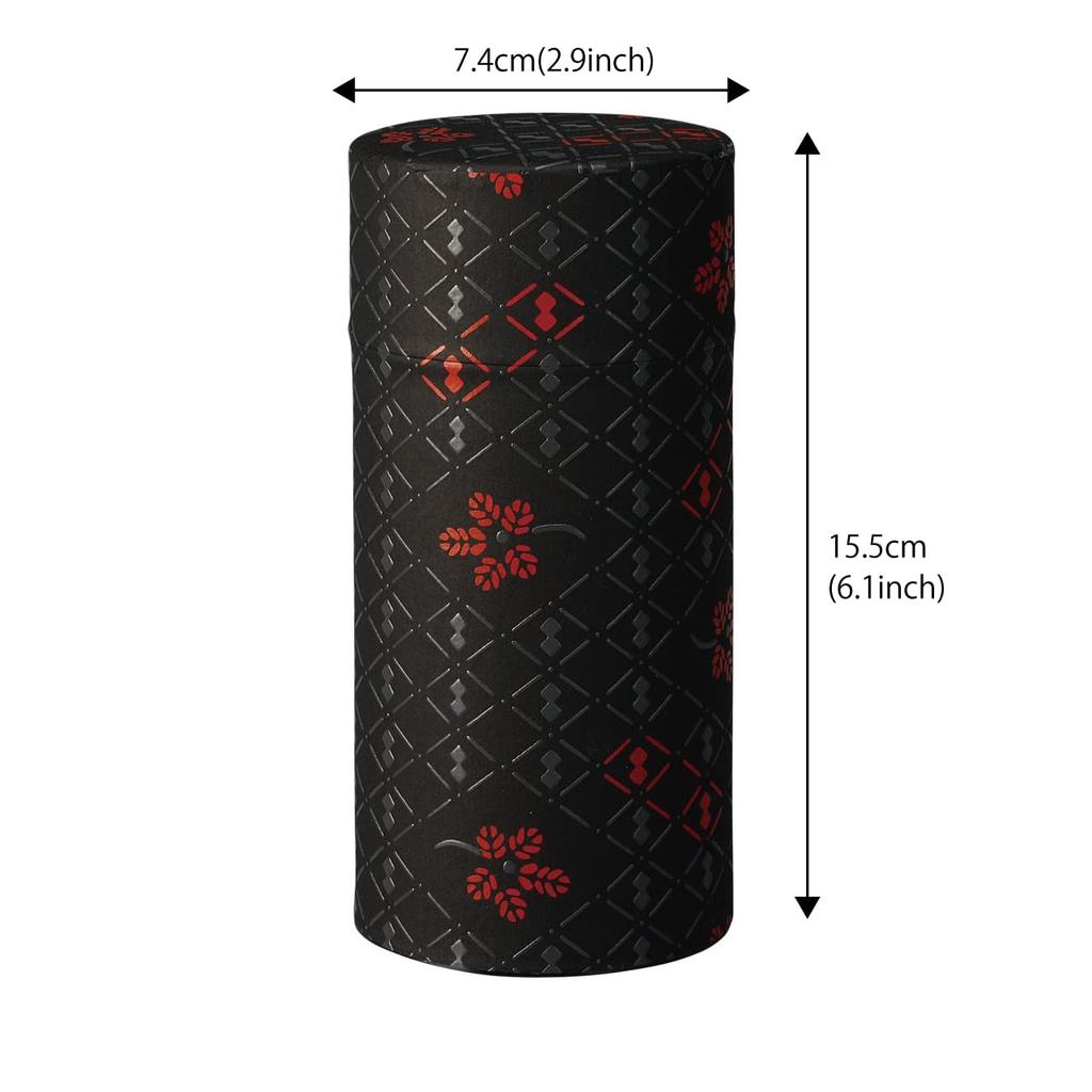 Чайница Noguchi Kumataro Tea Garden, большая вместимость 200 г, с бумагой васи и внутренней крышкой, рисунок тыквы индэн, черная, сделано в Японии, стильная