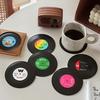 6 Vinyl Record Coasters Creative Retro Classic Nostalgic Rock CD Anti Slip Insulation Pads Desktop Decoration