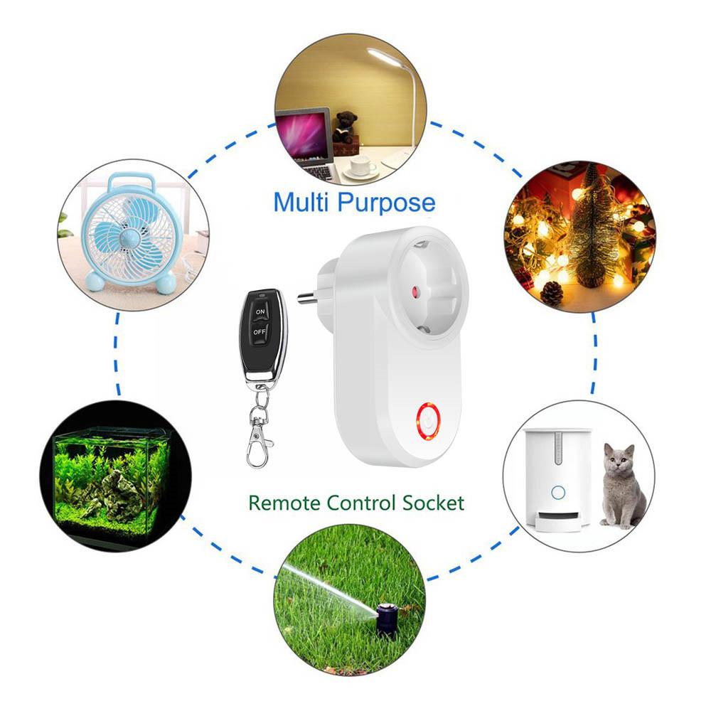 433MHz RF Remote Electric Smart Socket Switch with Remote Control 220V 15A EU Plug Universal ON/OFF Control for Home Appliance/Lamp/Fan Plug