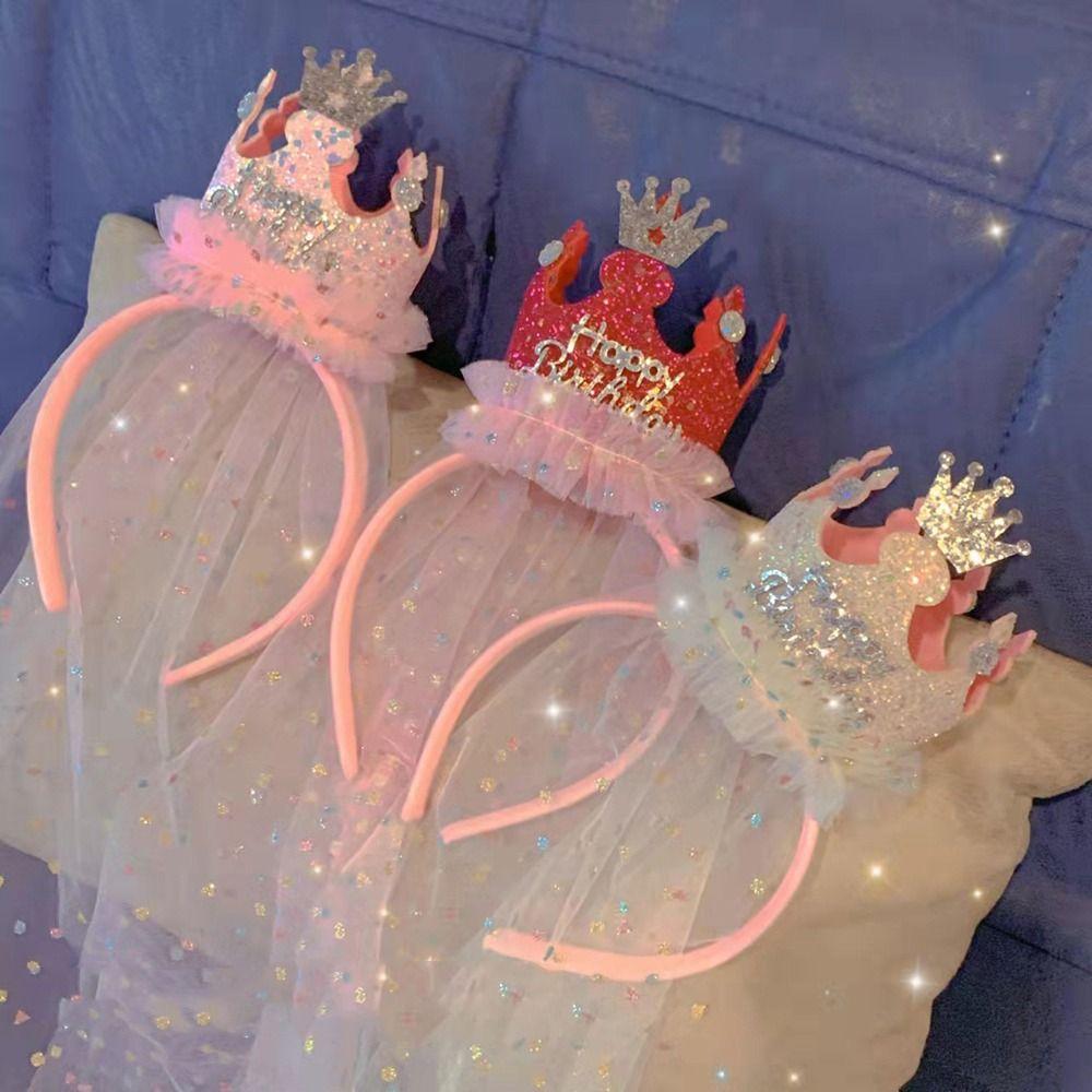 Корона с пайетками Головной убор День рождения Повязка на голову Аксессуары для волос Обруч для волос для девочек Корейский стиль Повязка на голову