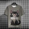 Funny Animal Men's T-Shirts Cute Cat Graphics 3D Printed T-Shirts