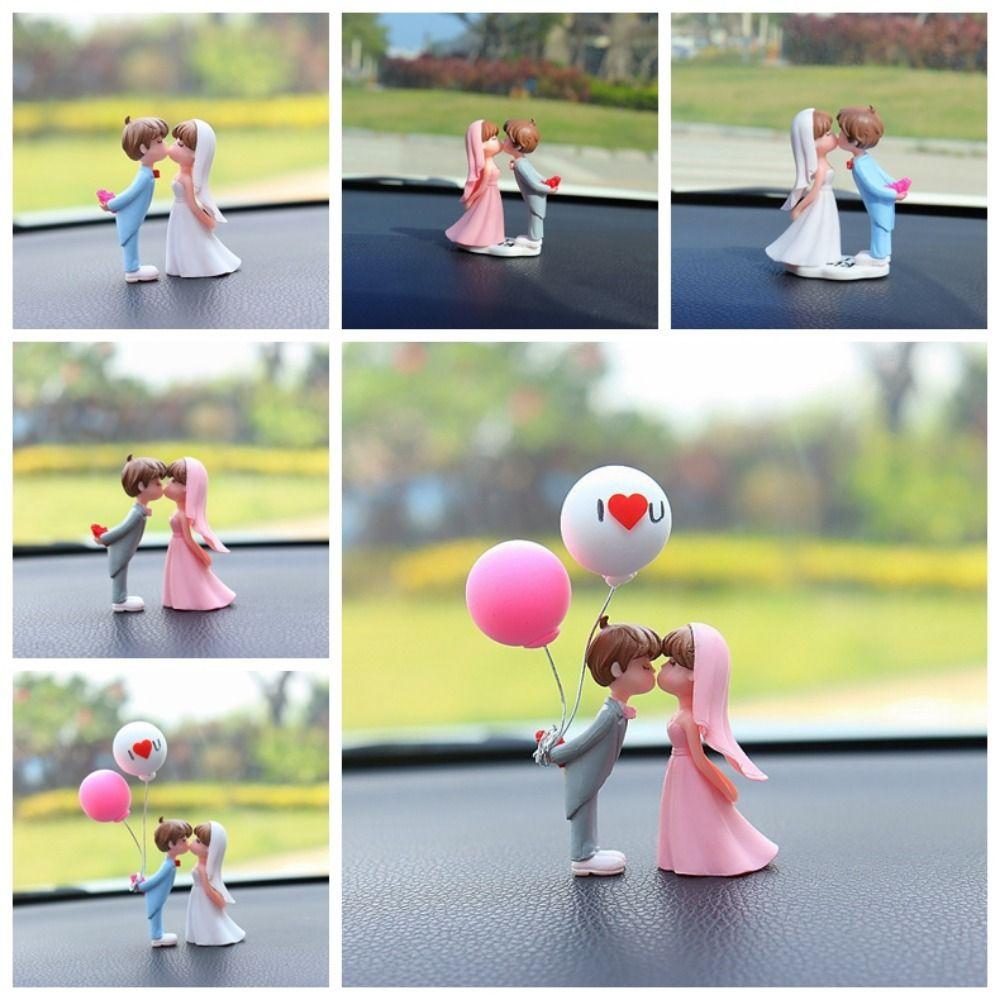 Wedding Dress Cartoon Couples Model Toys Get Married Kiss Balloon Action Figure  Car Decoration