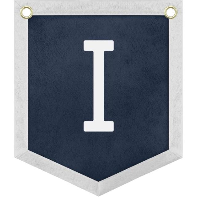 Handmade Felt Alphabet Pennant Banner for Nursery Room Decor - Navy Blue & Beige Educational Wall Hanging for Kids Room 11.8 x 13.8 Inches (B)