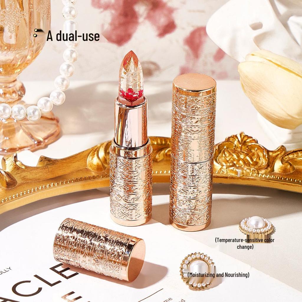 Увлажняющая помада для губ Petal Fresh, меняющая цвет, с золотой фольгой - Нелипкая, не выцветающая, реагирующая на температуру.