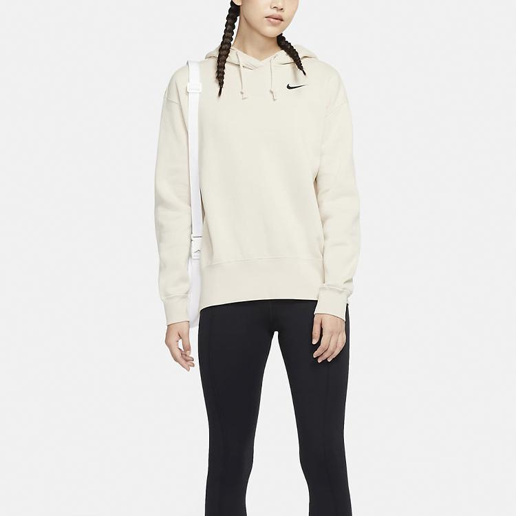 Nike Спортивная одежда Повседневный флисовый пуловер с капюшоном Женские толстовки с капюшоном Oatmeal CZ2591-140