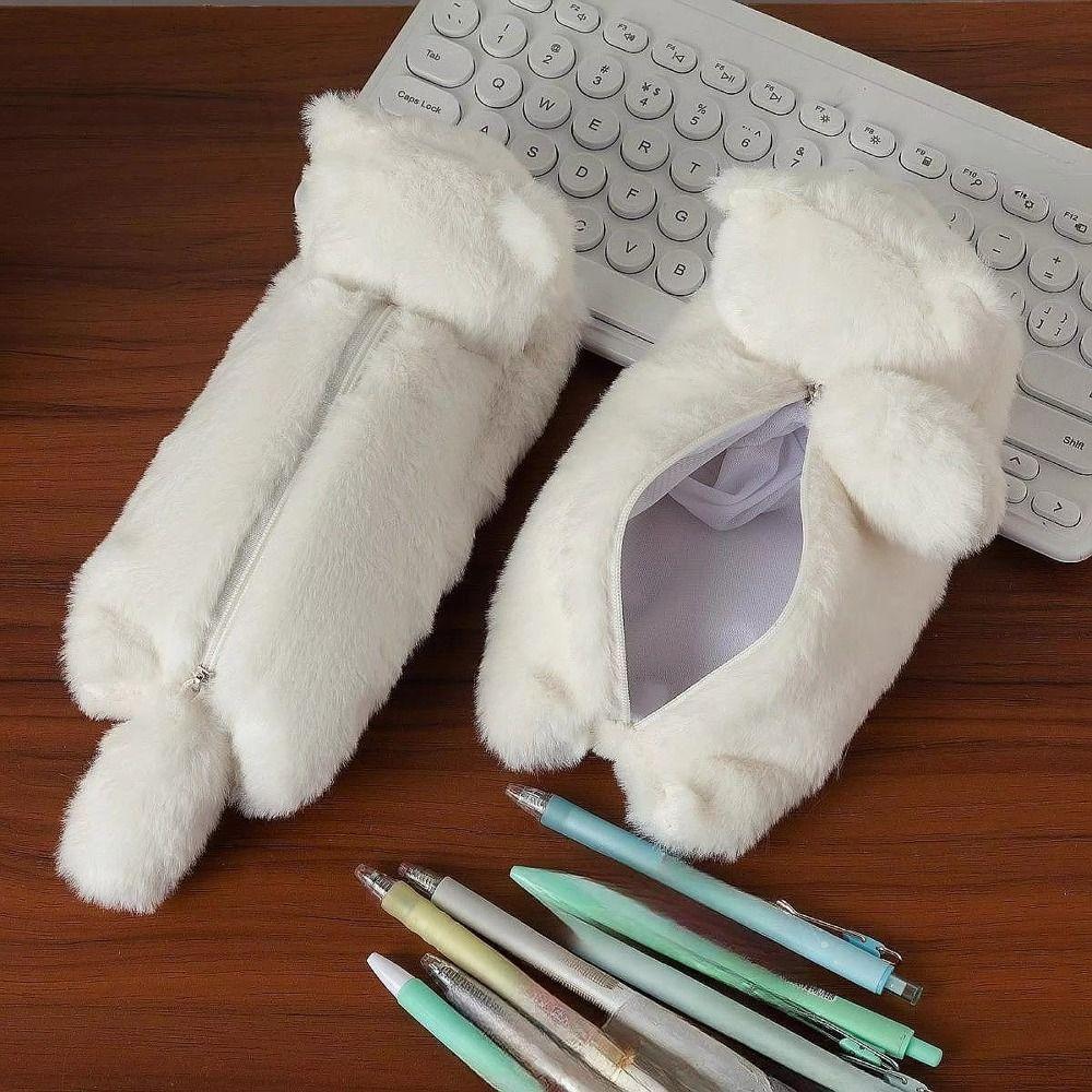 Large Capacity Panda Plush Pen Bag Cute Design Stationery Storage Bag Stationery
