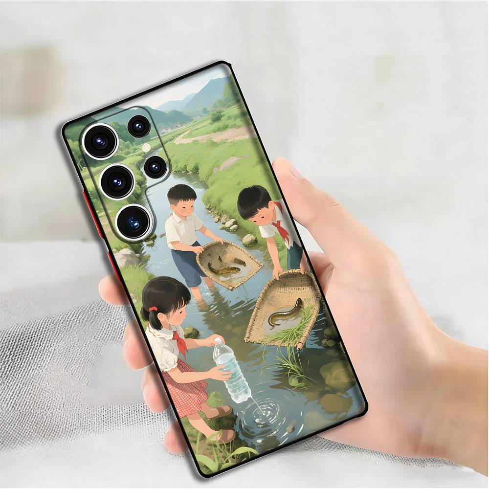 Cute Leisurely Children Phone Silicone Case for Samsung S24 22 20 23 21 20 Ultra Plus Lite 5G Print Cover