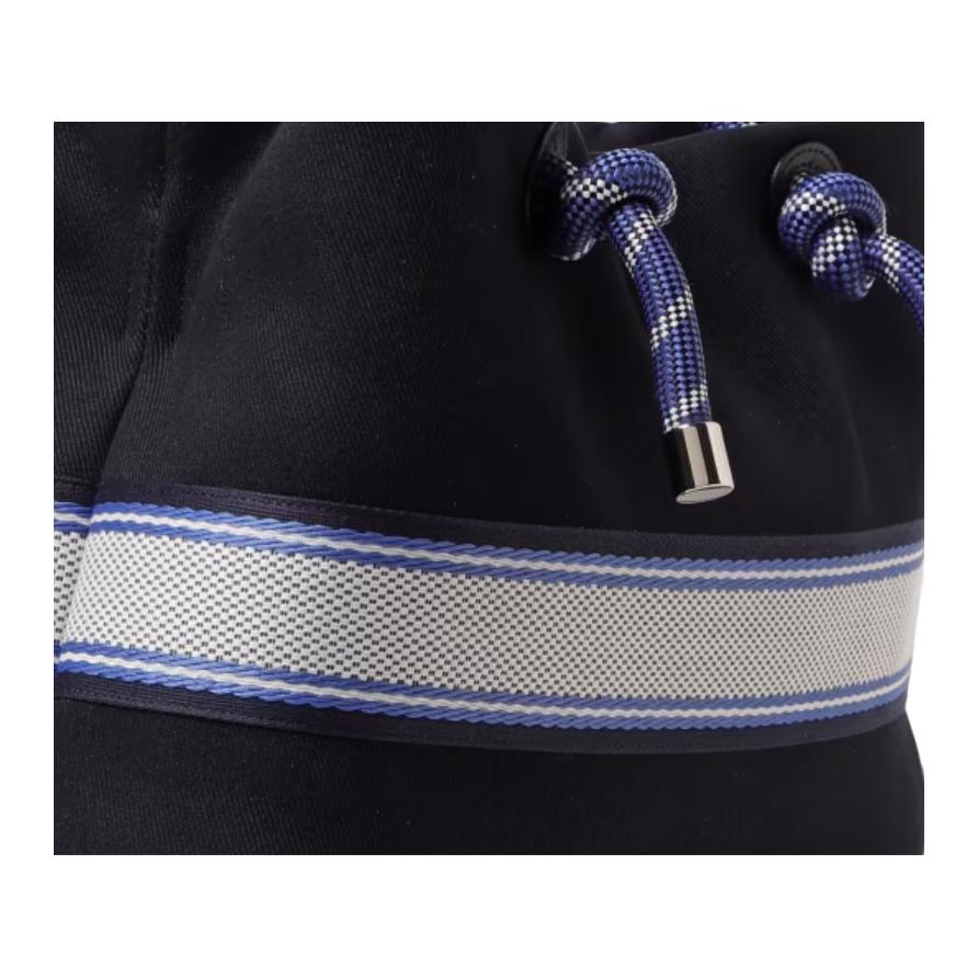 Emporio Armani Striped Letter Logo Cotton Shoulder Bag Unisex Shoulder Bag Black EW000360AF14787UB081