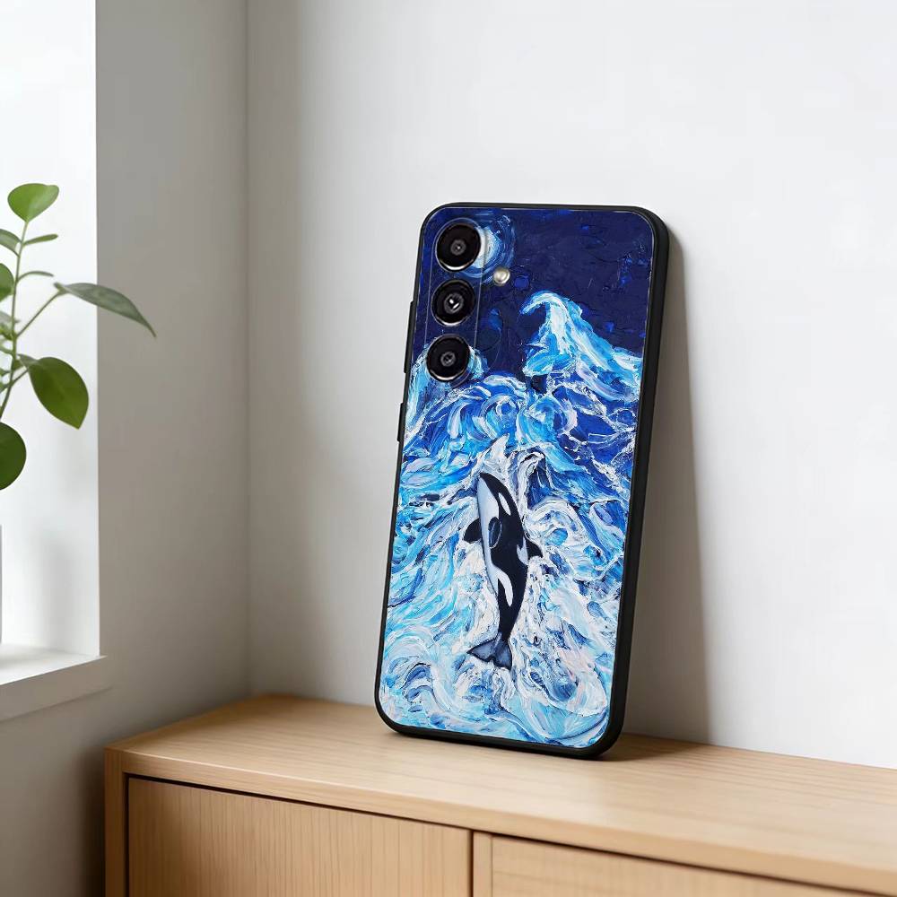 Чехол для телефона-пазла M-Marine Whale для Samsung Galaxy A91, 80, 73, 72, 71, 53, 52, 32, 31, 22, 21s, 20, Мягкий черный чехол