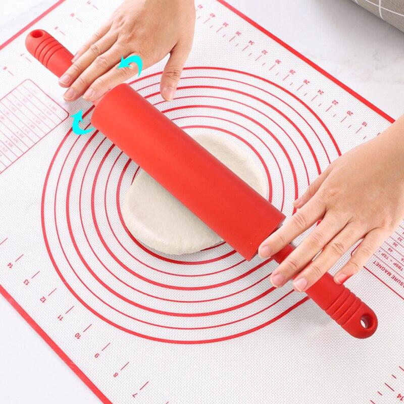 Скалка с пластиковой ручкой, антипригарная силиконовая палочка для замешивания, сахарная лапша, ролик для торта, инструменты для выпечки, валик для теста помадки