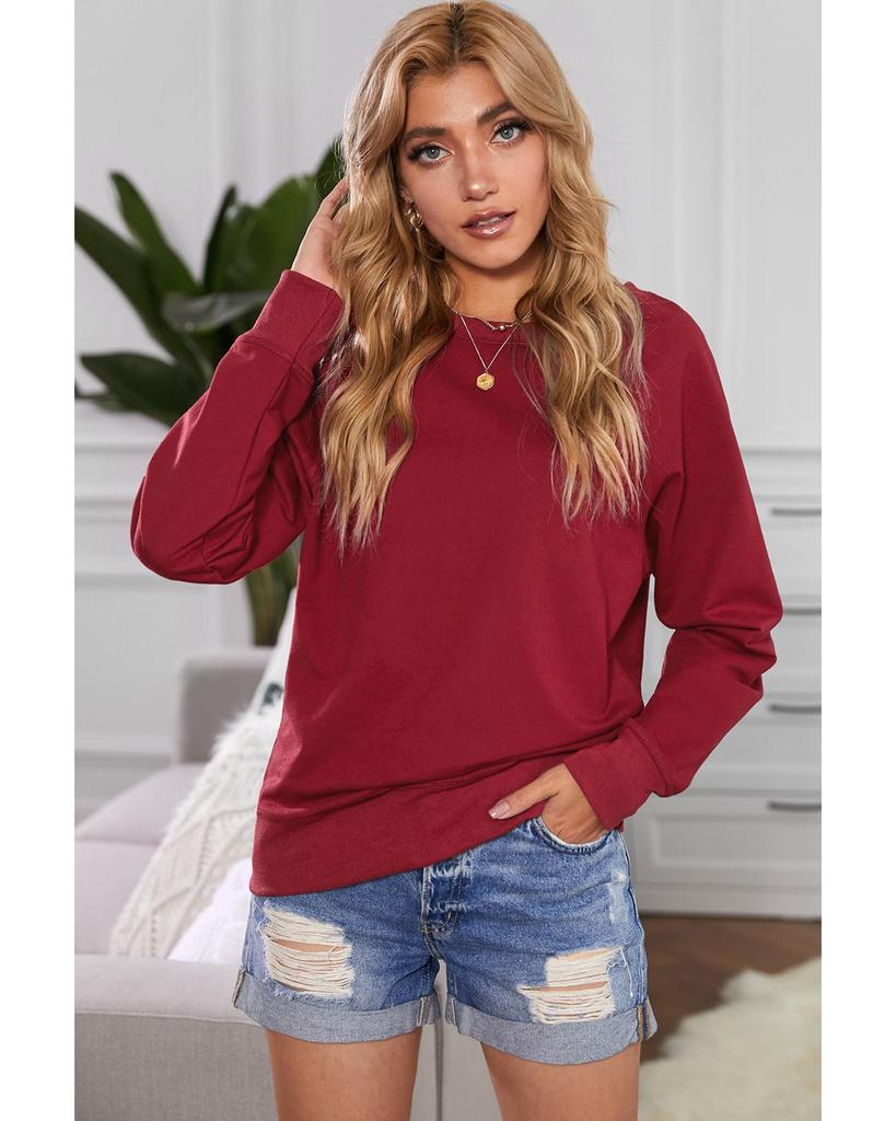 Azura Exchange Однотонный свитер с круглым вырезом