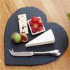 Black Solid Natural Slate Heart Shaped Dinner Wedding Plate Barbecue Tray Cake Sushi Stone Dinner Cheese Pizza Flat Food Tray