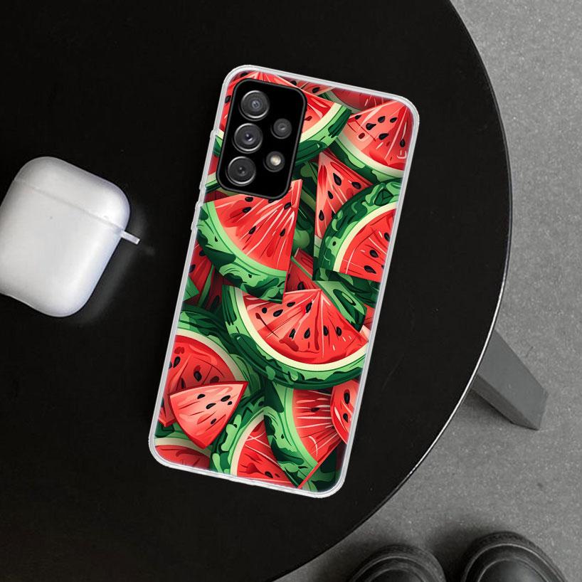 Летний Фруктовый Чехол-Бампер Арбуз для Samsung Galaxy A12 A22 A32 A52 A72 A02S A51 A50S A31 A20S A10S Note 20 Ultra 10 Plu