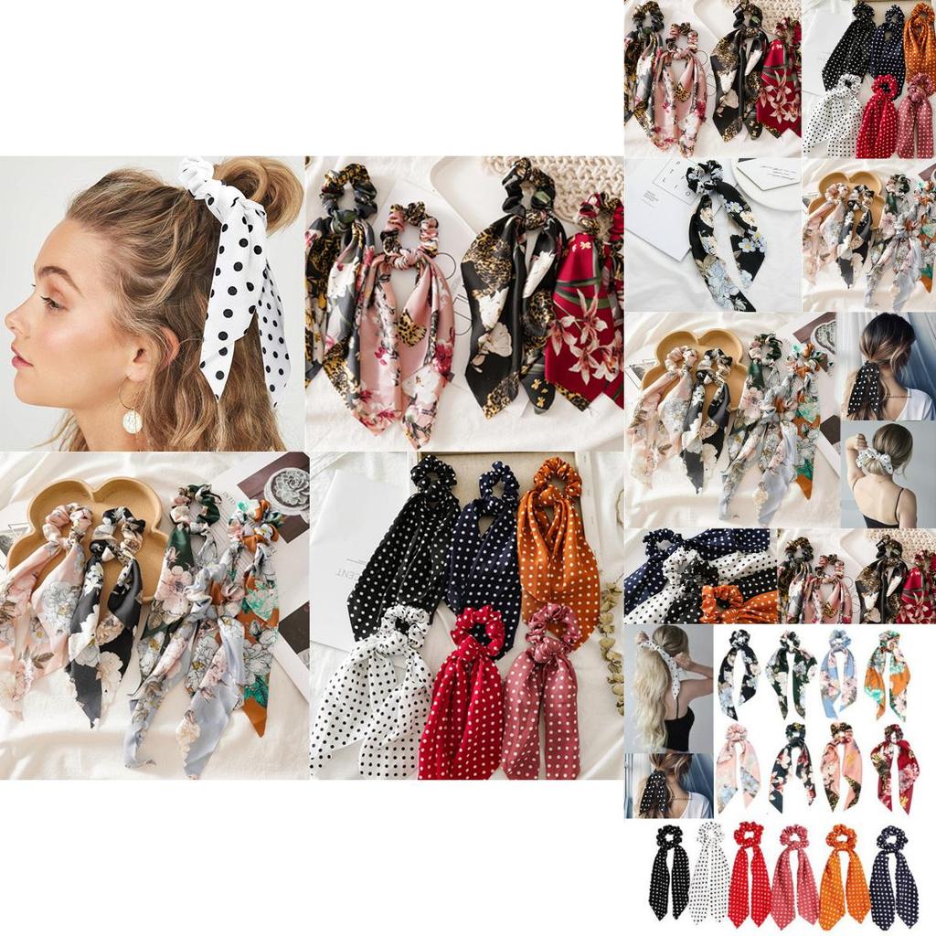 Универсальный цветочный бант для волос, резинка-скранчи, шарф с шикарной богемной эластичной лентой для волос, лента