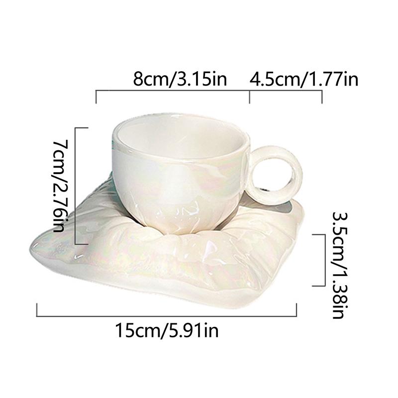 Modern Coffee Cups Pillow Coaster Decor Ceramic Mug Afternoon Tea Cup and Saucer Set Office