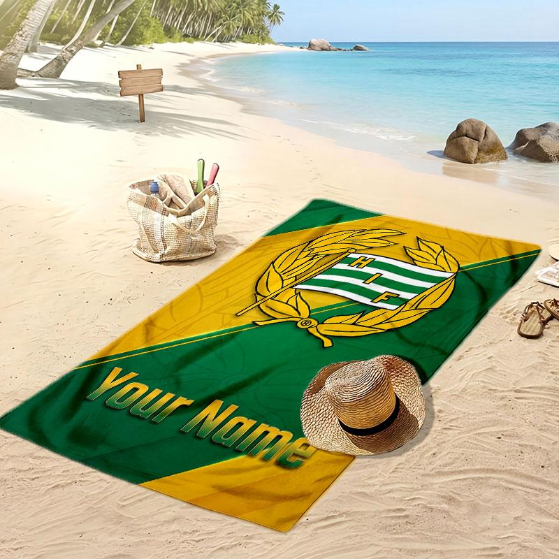 Hammarby Personalized Printed Beach Towel Soccer Logo Support Custom Name Text Absorbent Towel For Sport Travel Special Gift
