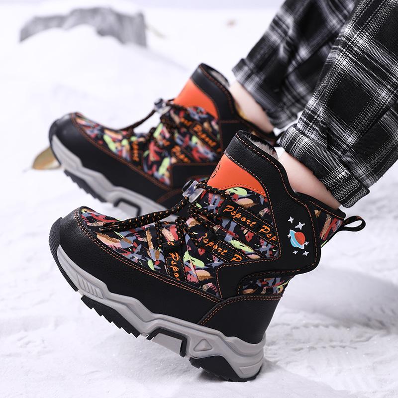 Осенне-зимние унисекс детские зимние кроссовки для мальчиков и девочек зимние ботинки с флисом для активного отдыха нескользящие зимние ботинки для девочек и подростков