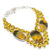 Bumblebee Jasper, Citrine Handmade 925 Sterling Silver Jewelry Necklace 18" T4H87