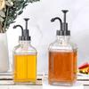 Square Coffee Syrup Bottle 500ml Clear Coffee Syrup Container Glass Soap Pump Dispenser Bathroom