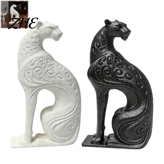 Creative Living Room Table Crafts 3D Printed Hollow Leopard Figurine, Modern Abstract Cheetah Sculpture Stylish Entrance for Desk Shelf, Minimalist