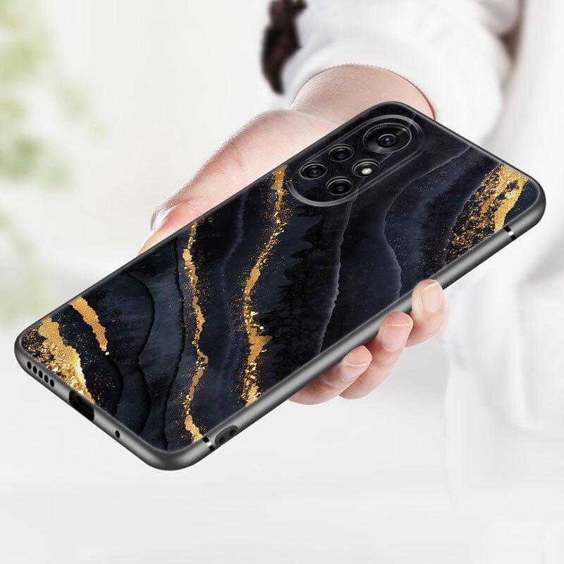 Винтажный мраморный чехол для телефона Huawei Honor 60 50 SE 30S Mate 30 20 10 Lite 40 Nova 9 8 Pro Y60 8i 7i 7SE 5T, черный чехол премиум-класса