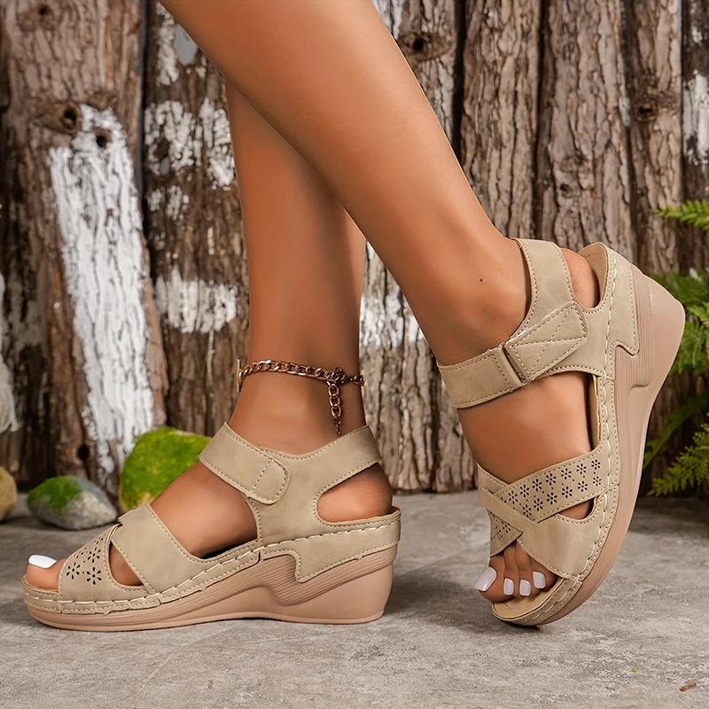 Fashion Women's Platform Sandals 2024 Summer Hook Loop Wedge Gladiator Shoes Woman Pu Leather Non-Slip Beach Sandals Ladies Plus Size 41