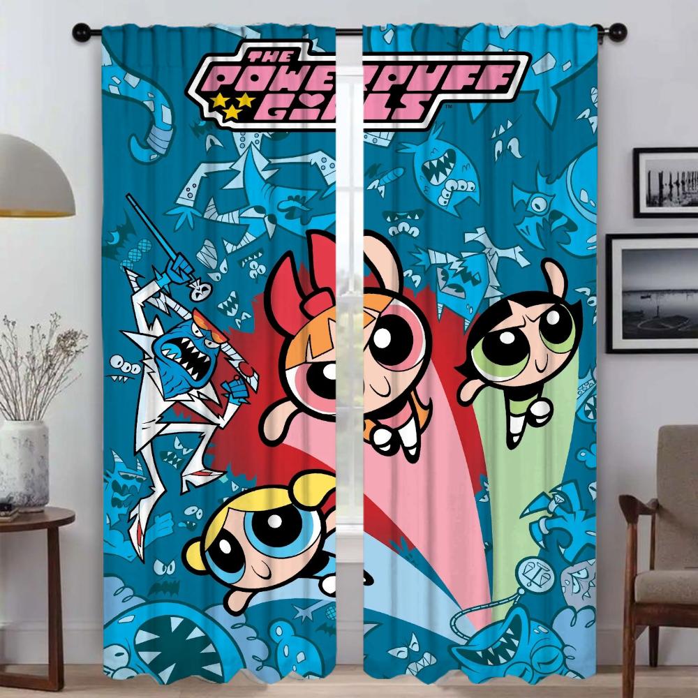 Элегантные шторы для гостиной The Powerpuff Girls Хэллоуинская декорация Кухонные шторы 2 штуки Рулонные шторы для окон