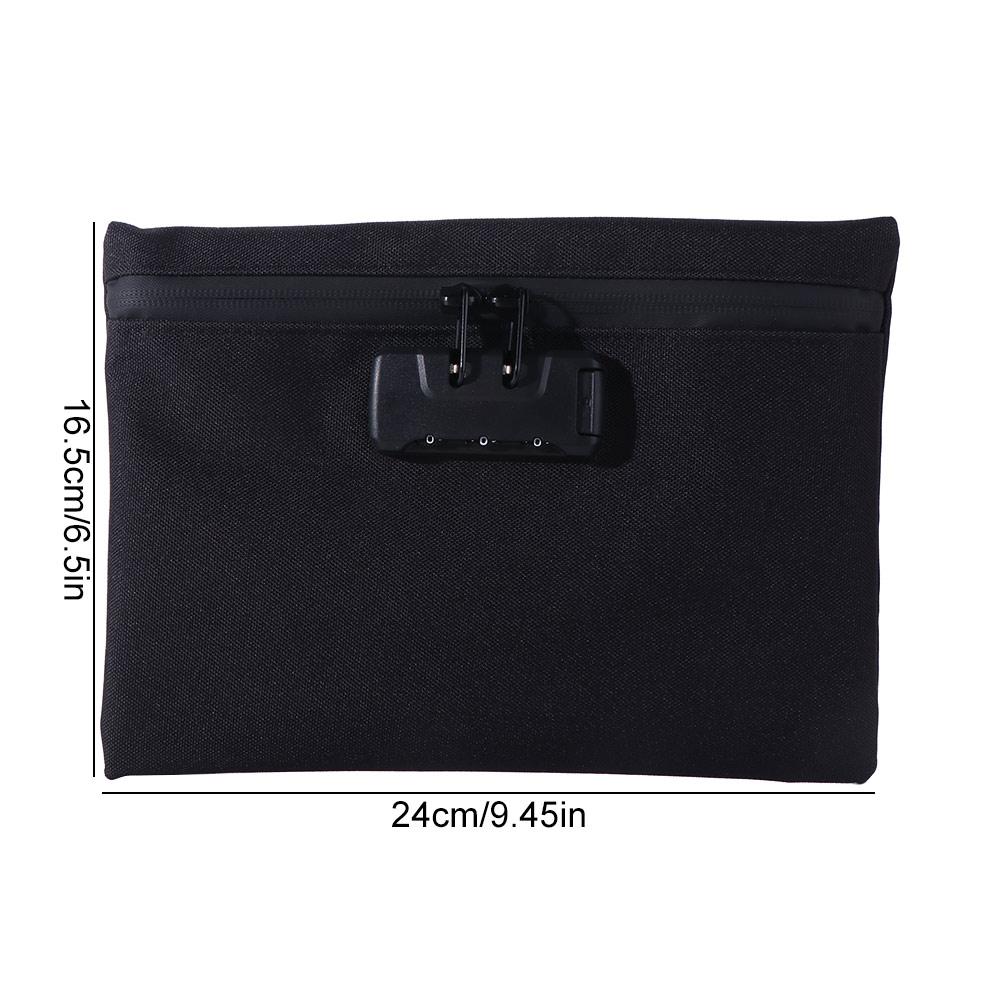 Zip Closure Money Bag with Lock Combination Lock Security Document Bag Camping