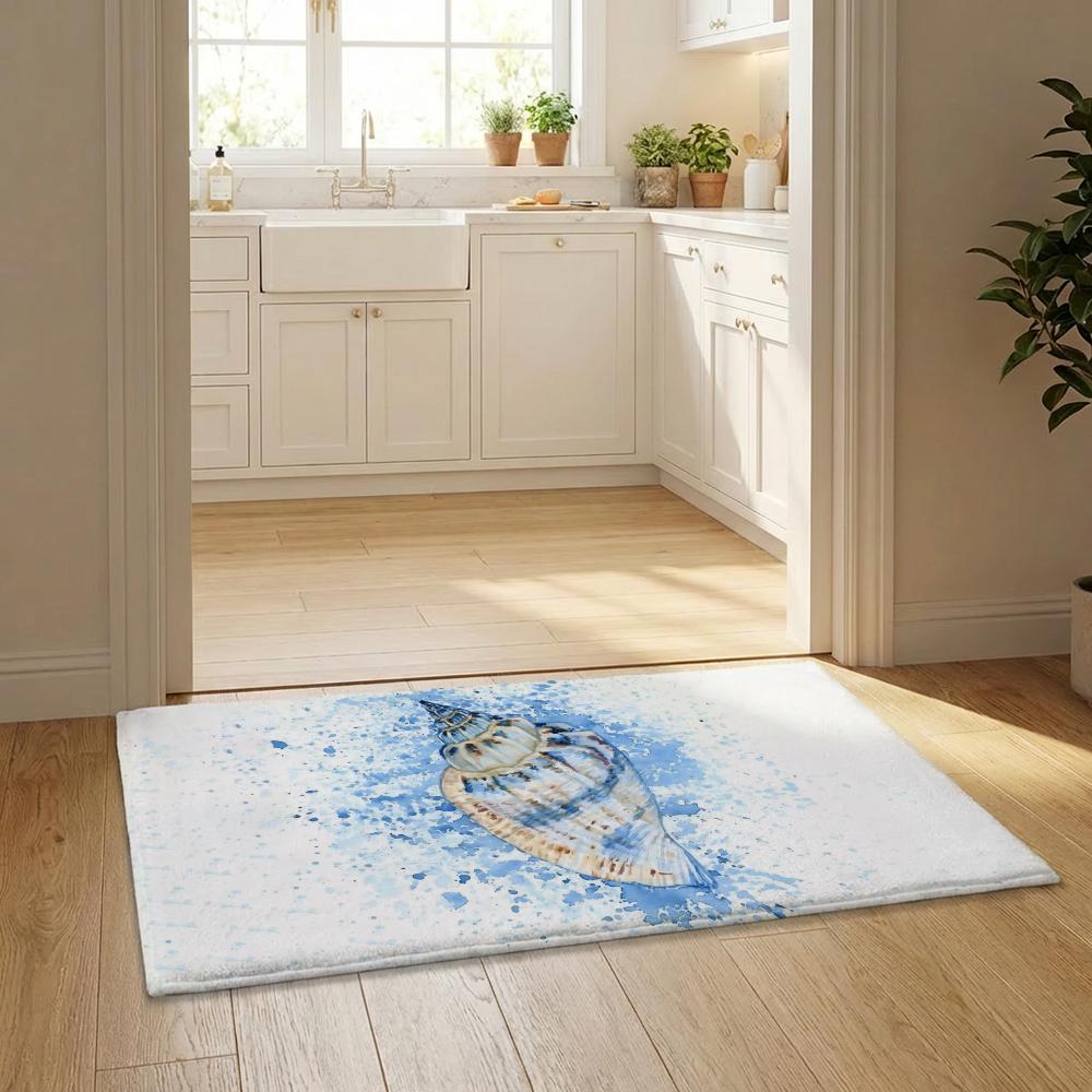 Sea Animal Turtle Coral Floor Mat Flannel Door Mat Non-Slip Bedroom Living Room Home Decor