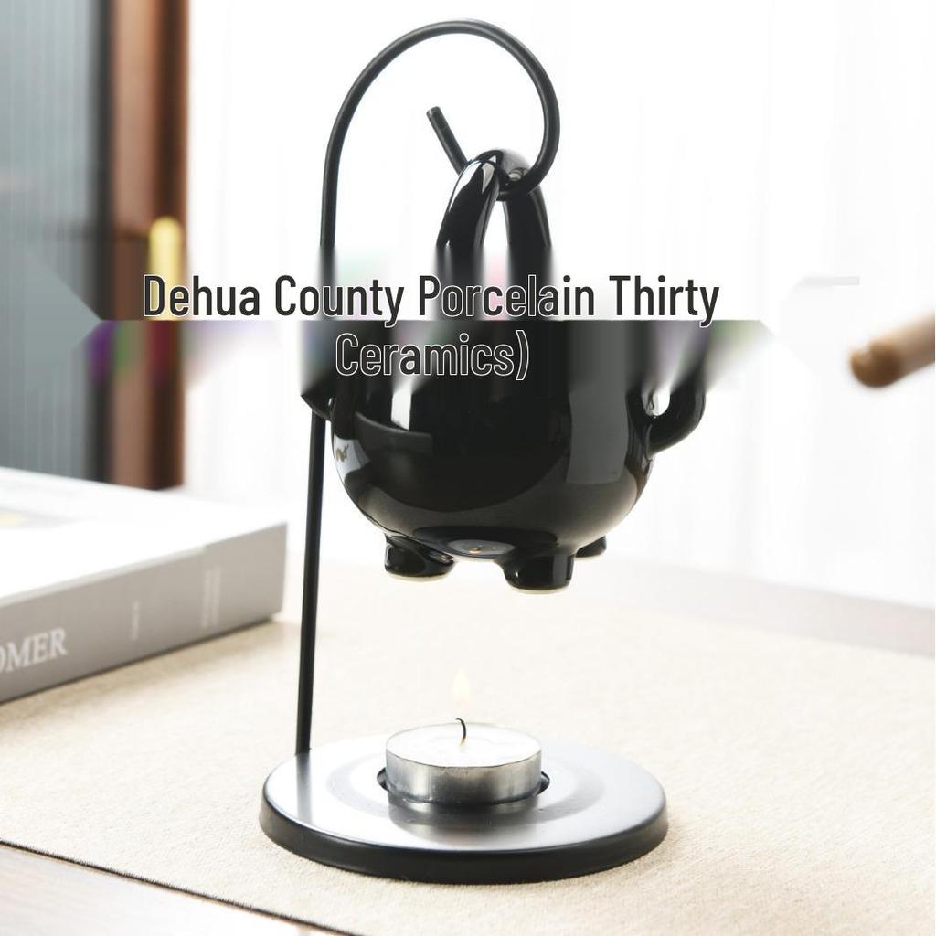 Керамическая аромалампа-капля с железным крючком и корзинкой для ведьминого зелья