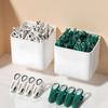 12pcs Durable Plastic Clothes Pins Green White Household Food Clips No Pressing Marks Socks Underwear Clips for Laundry Room