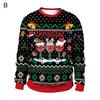 Couple Christmas Sweatshirt Christmas Print Loose Long Sleeves Colorful Round Neck Warm Unisex Elk Thick Women Men Sweatshirt for Party