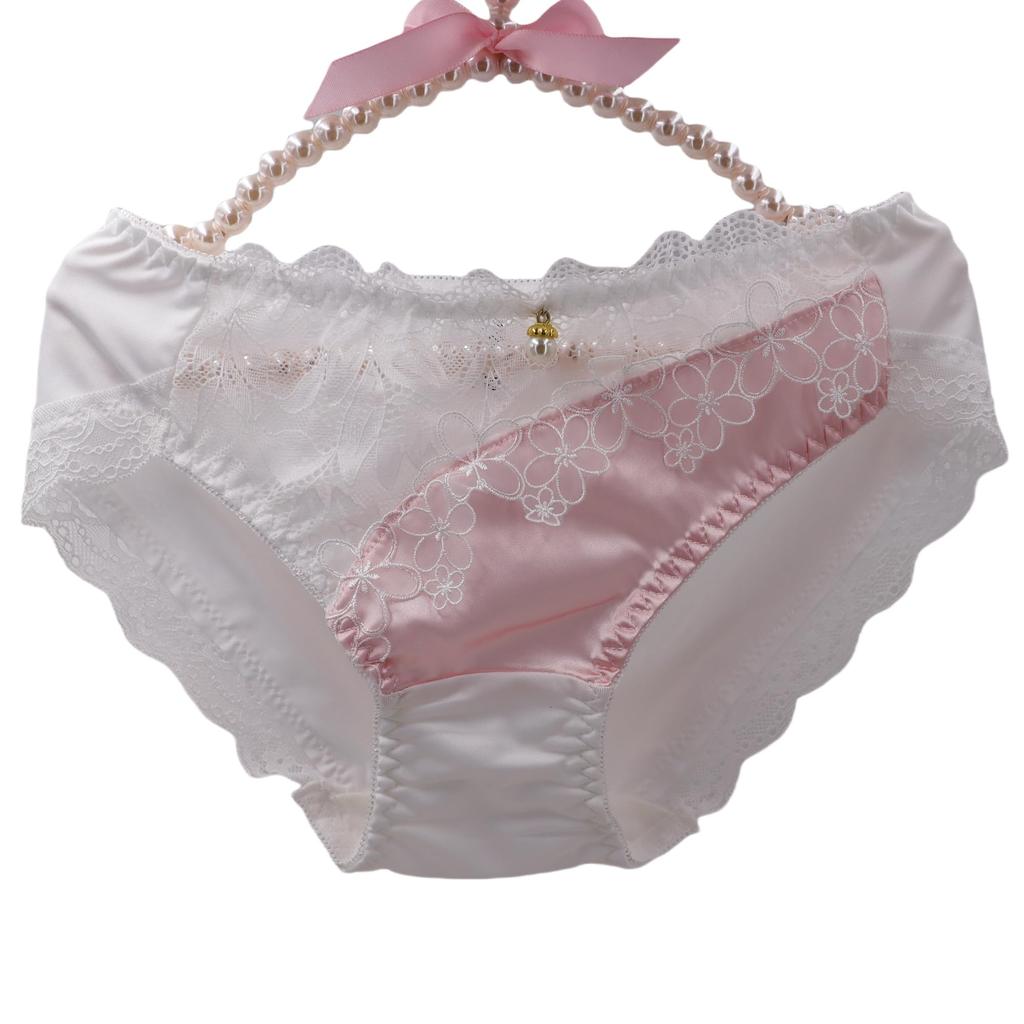 EasyTalk Cute High School Popular Preppy Bowknot Elegant Girly Underwear Panties, Design, Lace, Style, Seamless, Skin-Friendly Panties, Fluffy,
