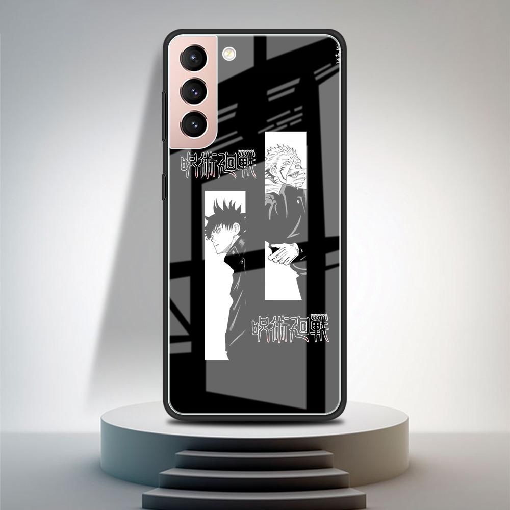 Чехол из закаленного стекла для Samsung Galaxy S21 Ultra S20 FE S10 Plus Note 20 10 Lite S9 S8 9 S10e, чехол для телефона в стиле аниме Jujutsu Kaisen