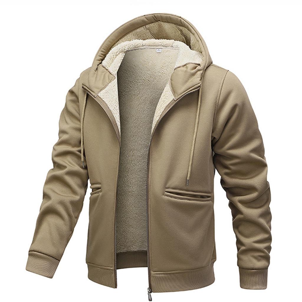 Lamb Fleece Men's Hoodie With Thickened Fleece Winter, Hooded Sportswear, Casual Cardigan, And Warm Jacket