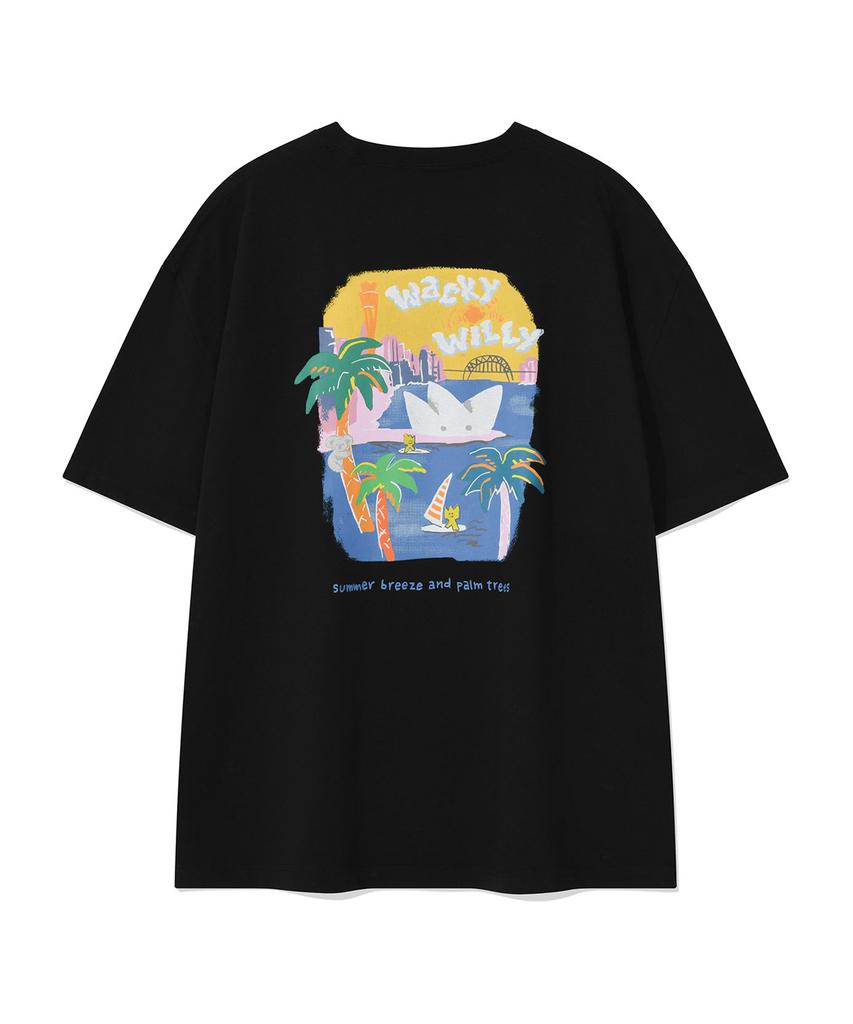 WACKY WILLY Kiki Ocean Graphic Short Sleeve T-Shirt Black