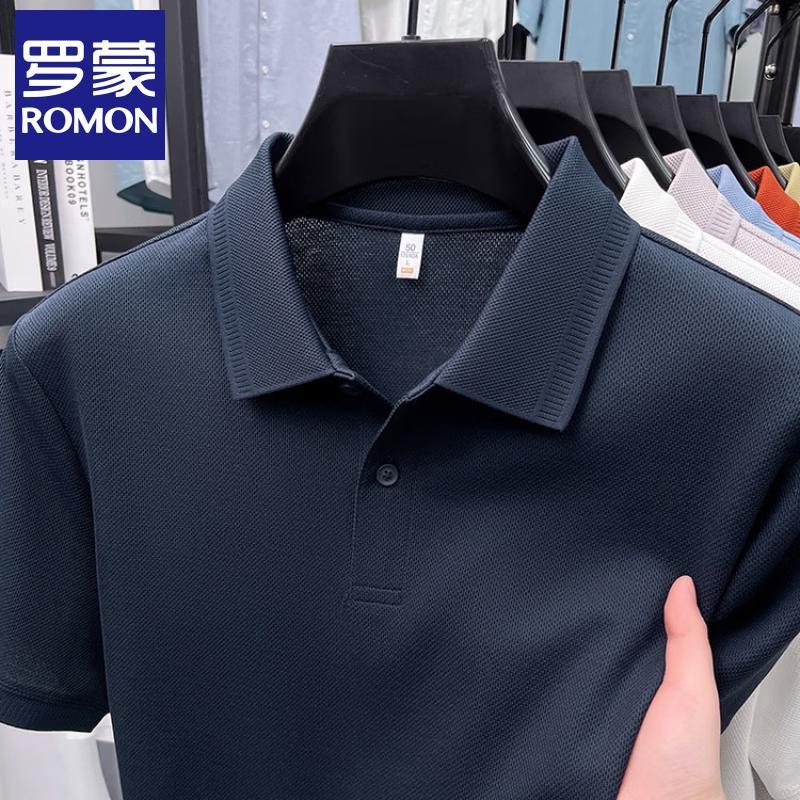 ROMON Мужская рубашка-поло Xinjiang с длинным волокном, в стиле business casual