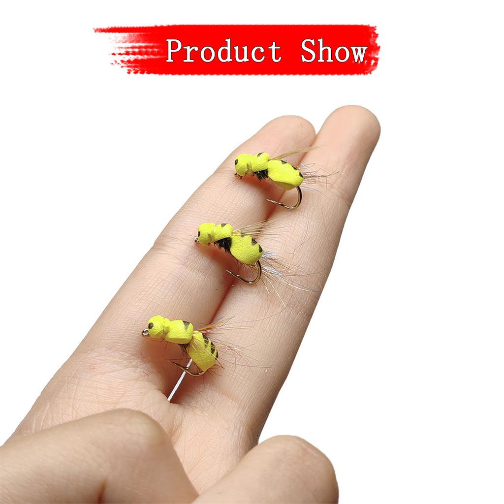 5/10Pcs/With Flies Box-Dry Fly Floating Bumblebee Fishing For Carp/Trout Fly Lure Bait Carbon Steel Hook-Size#10