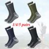 1/4/5 Pairs Wool Socks Men's Wool Hiking Socks Warm Soft Winter Casual Crew Moisture-Wicking Socks for Indoors Outdoors