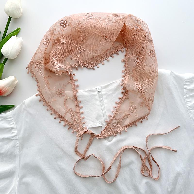 Korean version of idyllic fashion Spice Girl crochet triangle scarf headscarf women's bag head spring and summer headband lace French square scarf