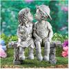 Boys and Girls Youthful Ignorance Bench Art Garden Resin Ornaments Youth Throbbing White Decorative Courtyard