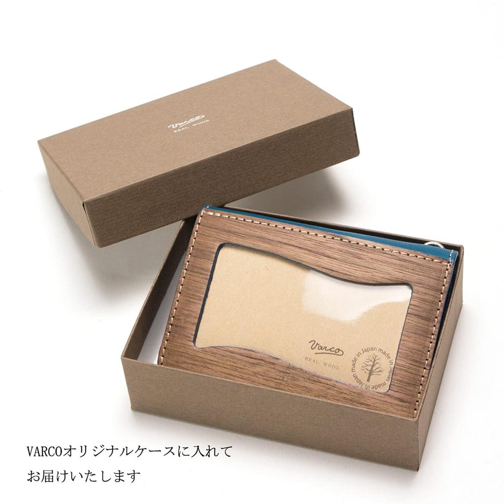 Чехол для визиток REAL WW, визитница, чехол для карт, натуральная кожа, натуральное дерево, кожа, сделано в Японии, синий [VARCO WOOD], мужской, женский